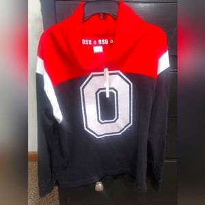 PINK ohio state cowl neck hoodie